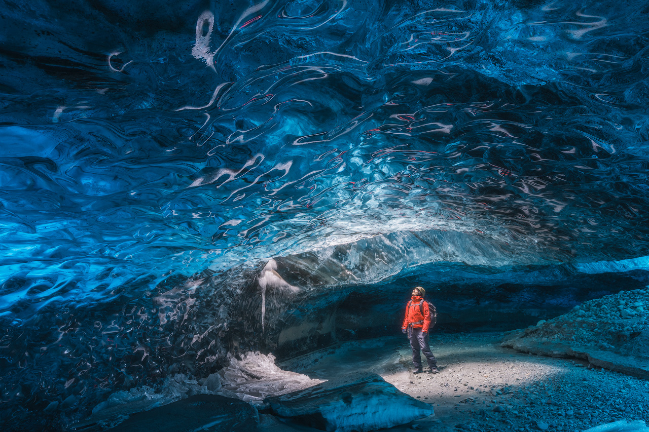 Tur til den krystalblå isgrotte i Vatnajökull-gletsjeren med afgang fra gletsjerlagunen Jökulsarlon