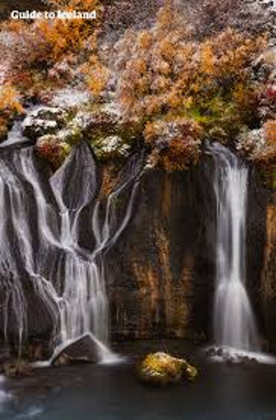 West Iceland has many waterfalls such as Hraunfossar.