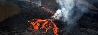 A Helicopter Ride to the Volcanic Eruption in Mt. Fagradalsfjall in SW-Iceland