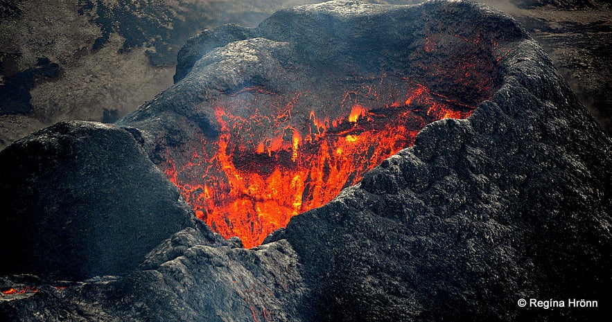 The volcanic crater in Mt. Fagradalsfjall Iceland