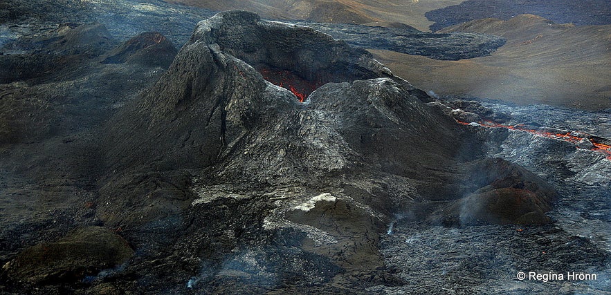 The volcanic crater in Mt. Fagradalsfjall