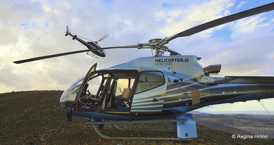 The helicopter ride to the volcanic area in Iceland