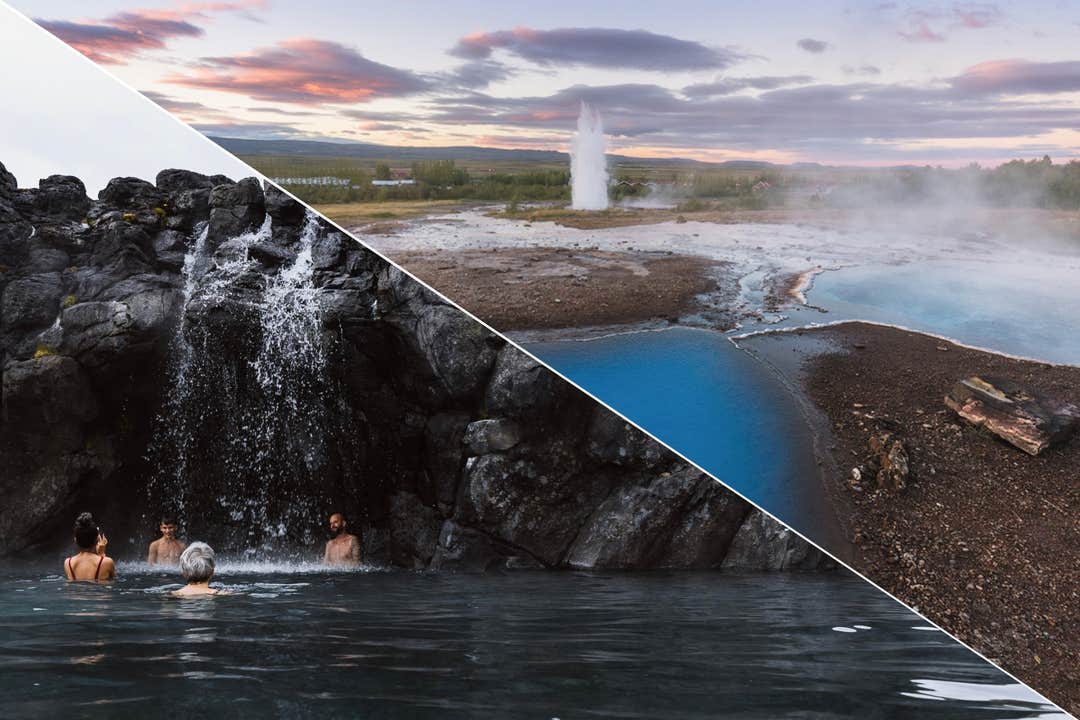 Visite d'une journée entière : Cercle d'or, Fridheimar et Sky Lagoon en bus depuis Reykjavik