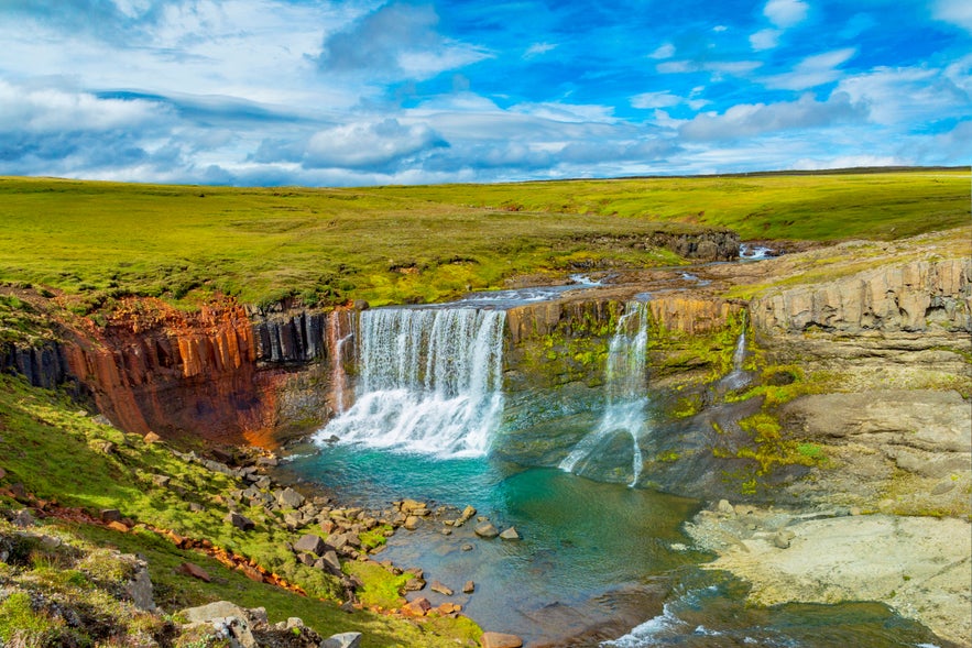 Famous Laugarfell waterfall in iceland