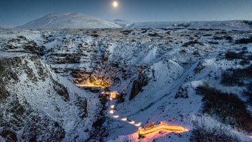 A path through Husafell in winter.