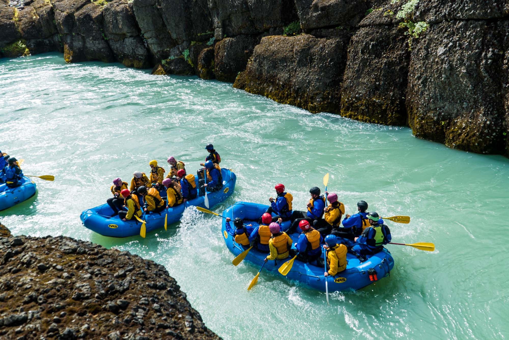 Rafting on the Hvita river in Iceland in summer is a thrilling experience.