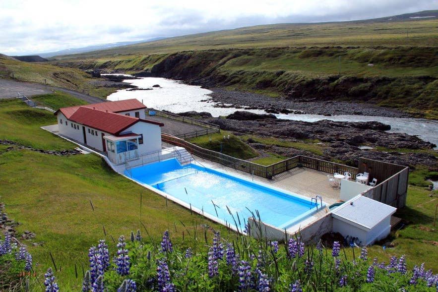 Selardalslaug swimming pool beside the Sela river in Selardalur valley near Vopnafjordur.