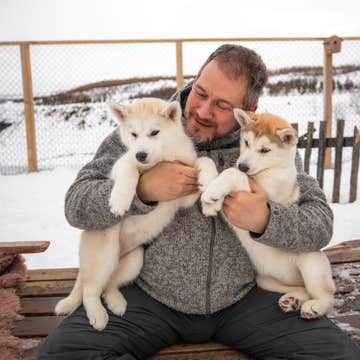 Private Husky Petting Experience with Photos, Refereshments, and Optional Pick-up from Akureyri
