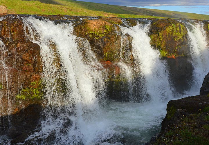 The extraordinary Kolufossar waterfalls in Kolugljúfur Canyon in North-Iceland