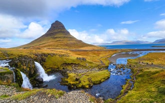 The Kirkjufell mountain on the Snaefellsnes peninsula.