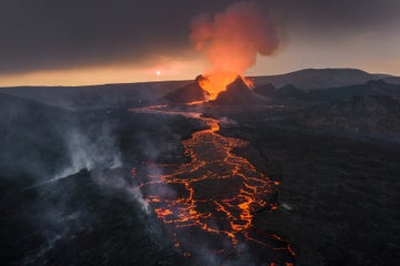 Live Feed from the Volcanic Eruption by Grindavik, Iceland