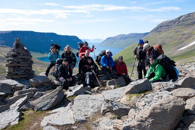 A group of campers in the Westfjords.