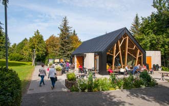 People arriving at Akureyri Botanic Garden.