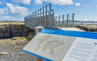 An information map at one end of the Bridge Between Continents in Reykjanes Peninsula, Iceland