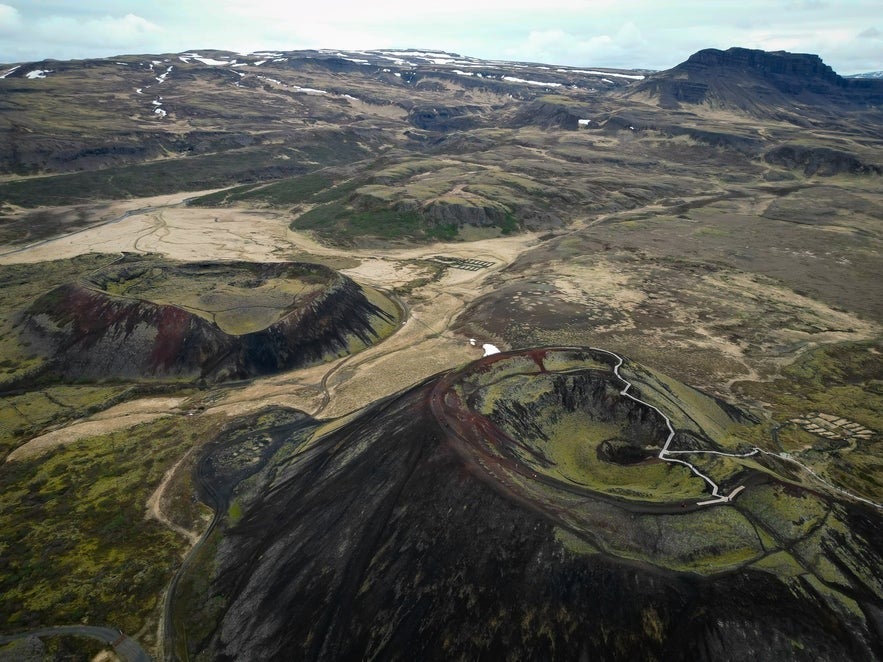 Grabrok is an ancient volcanic crater in Iceland