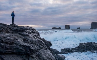 The ocean and rocks on Iceland's south coast make for stunning views.