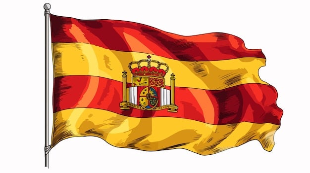 Spain Flag Drawing Style Isolated Vector Illustration | Premium  AI-generated vector