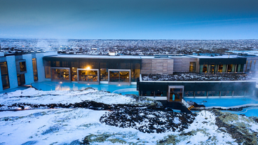 The Retreat at Blue Lagoon Iceland under a blanket of snow.