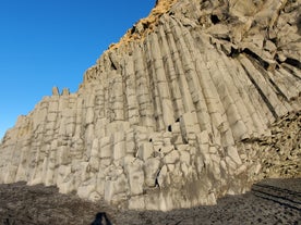 Basalt columns can be found at the cliffs of Reynisfjall.