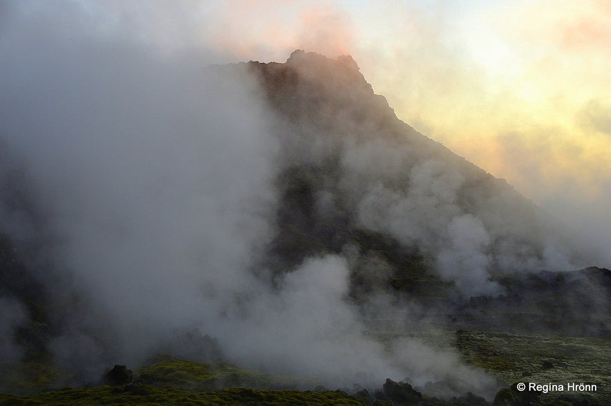 Beautiful sunset at Eldvörp Row of Craters on the Reykjanes Peninsula in  SW-Iceland