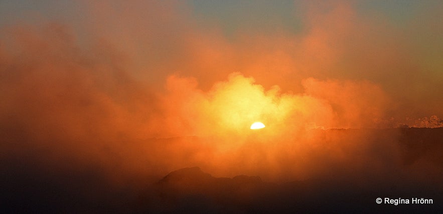 Beautiful sunset at Eldvörp Row of Craters on the Reykjanes Peninsula in  SW-Iceland