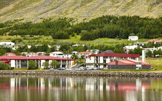 Hotel Isafjordur Torfnes sits by Isafjordur harbor.