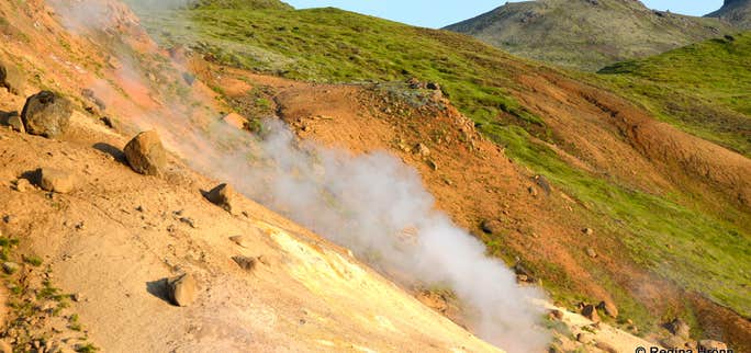 The colourful Geothermal Areas by Mt. Ölkelduhnúkur and Ölkelduháls in South Iceland