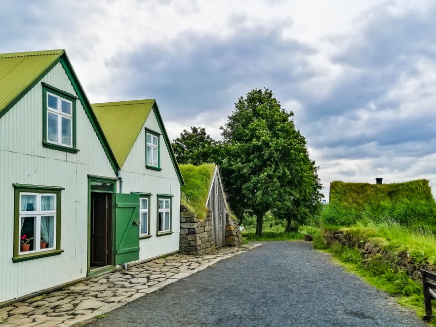 The Arbaer Open-Air Museum near the Ellidaardalur Valley in Reykjavik, Iceland.