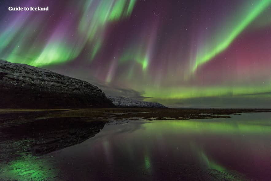 Fjords in Iceland are a beautiful place to see the northern lights dancing in the sky