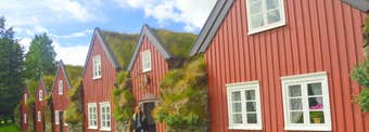 The beautiful Bustarfell Turf House in East Iceland