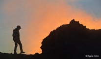 Beautiful sunset at Eldvörp Row of Craters on the Reykjanes Peninsula in  SW-Iceland