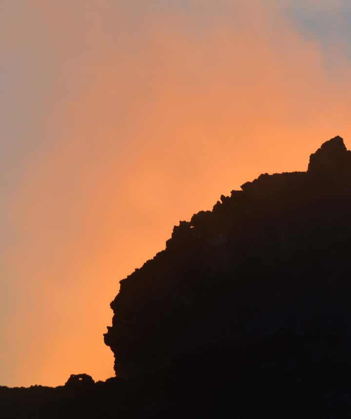 Beautiful sunset at Eldvörp Row of Craters on the Reykjanes Peninsula in SW-Iceland