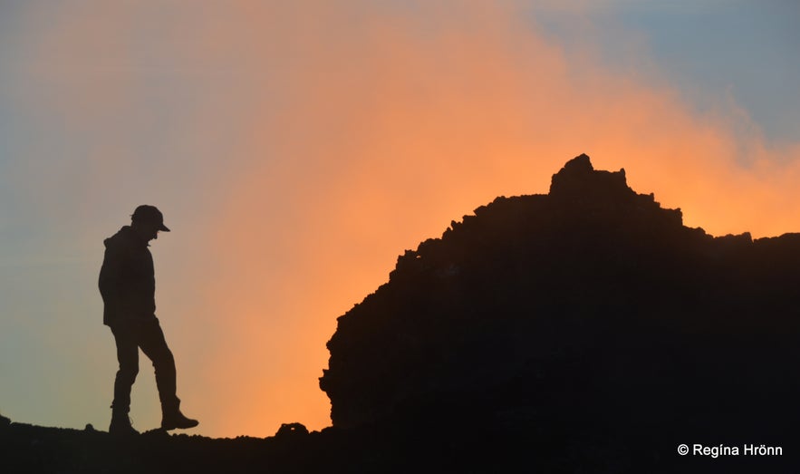 Beautiful sunset at Eldvörp Row of Craters on the Reykjanes Peninsula in  SW-Iceland