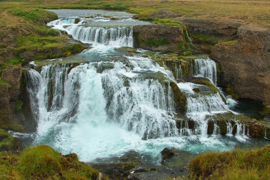 Reykjafoss Waterfalls during warmer season