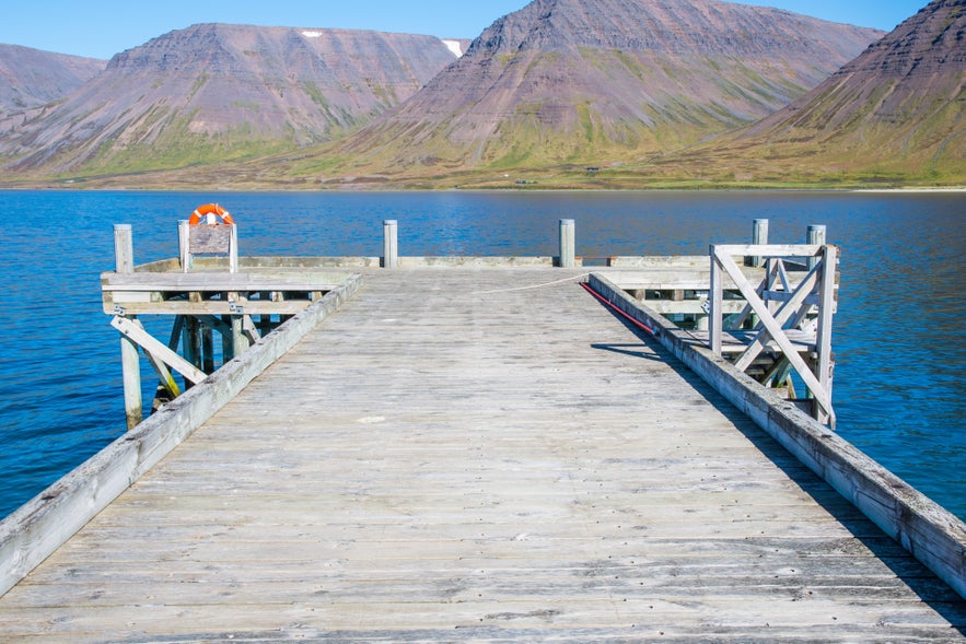 Very close frontal view of Onundarfjordur Pier
