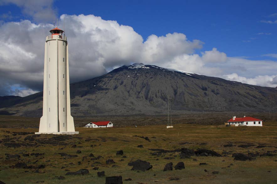 Malarrif Lighthouse Snaefellsjokull Volcano