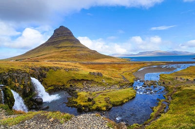 The Kirkjufell mountain on the Snaefellsnes peninsula.