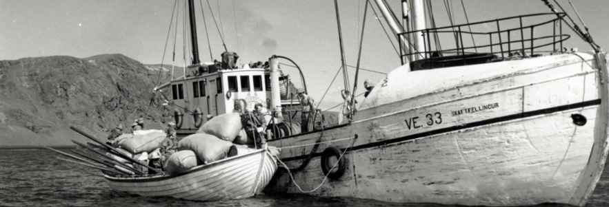 Vintage picture of the historic boat at Skaftfellingur Museum