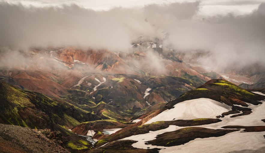 Stunning rolling hills at Hrafntinnusker Mountain Peak in Iceland’s Highlands.