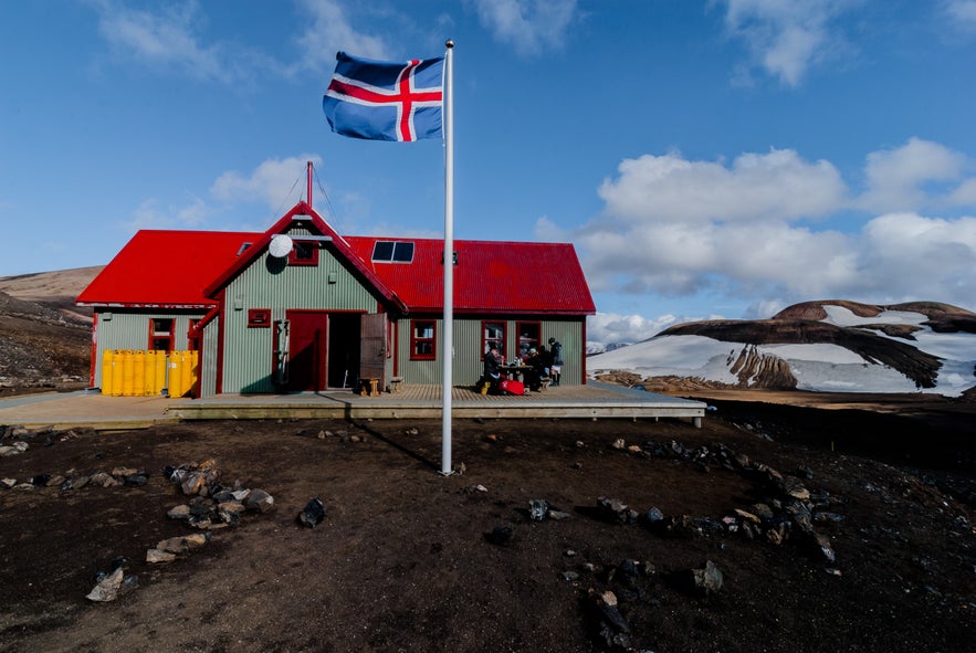 The remote and high-altitude Hrafntinnusker Hut in Iceland’s Highlands.