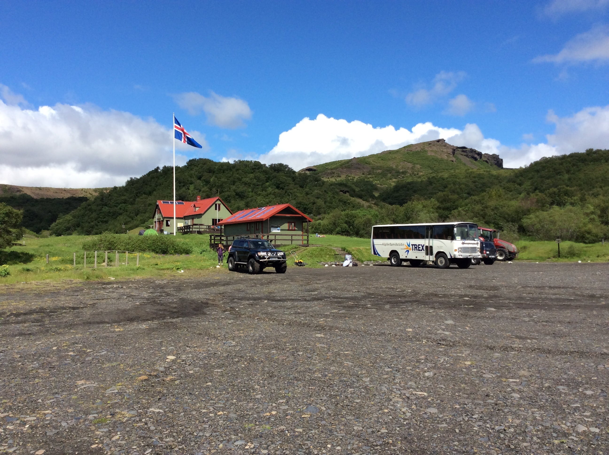 This highland bus transfer to Hella departs from a basecamp in Thorsmork.