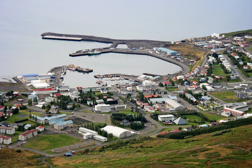 Landscape of the charming town of Husavik in Iceland.