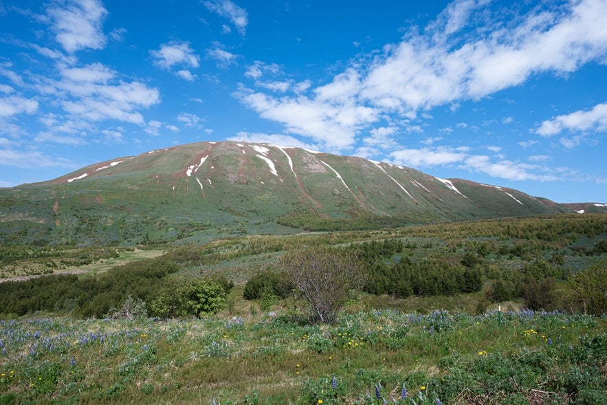 View of husavikurfjall mountain.