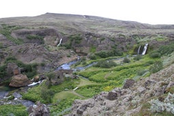 The beautiful Gjain valley in the Highlands of Iceland in summer.