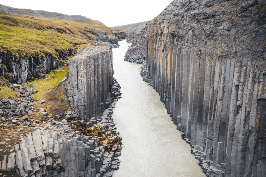 Studlagil canyon during summer. 