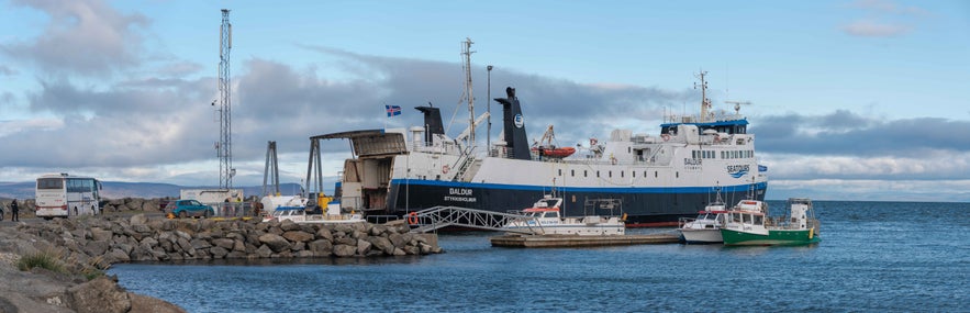 The scenic Brjanslaekur port in the Westfjords of Iceland.