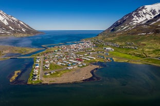 The mountains of Trollaskagi Peninsula surround the beautiful fjord of North Iceland.