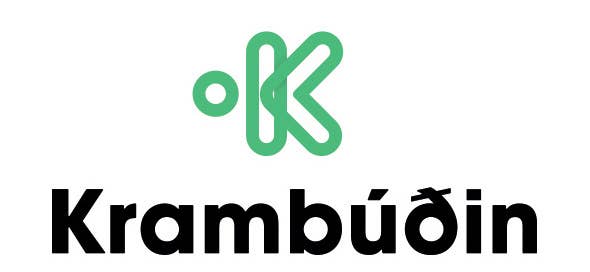 Logo de Krambudin, supermercado islandés conocido por su buena ubicación y comodidad para compras rápidas.