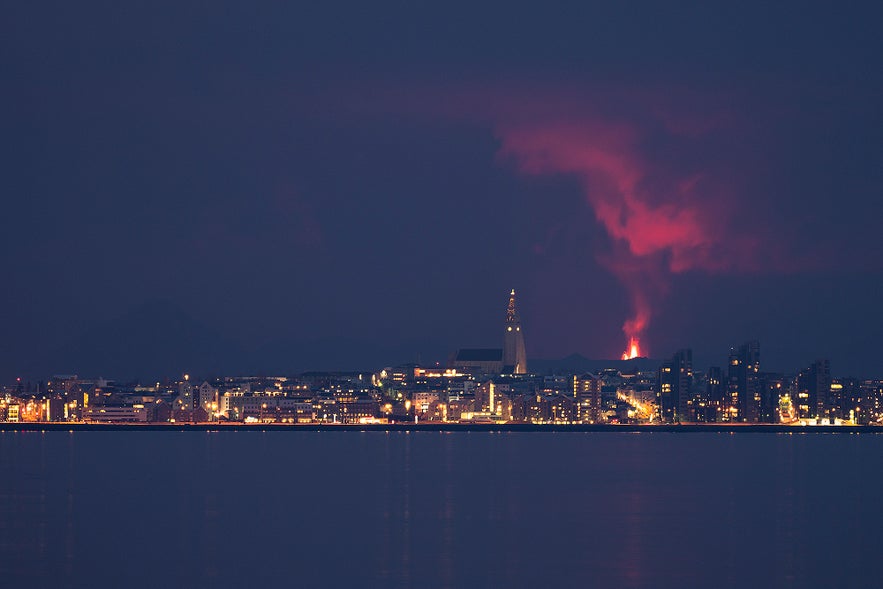 Fagradalsfjall eruption from Reykjavik