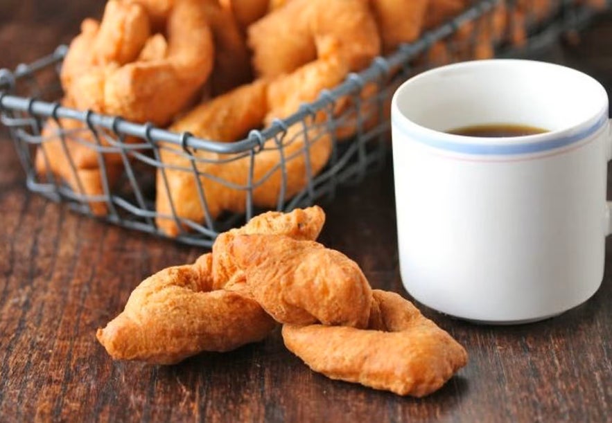 Kleina, traditional Icelandic twisted doughnut, golden and lightly fried.